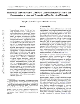 Hierarchical and Collaborative LLM-Based Control for Multi-UAV Motion and Communication in Integrated Terrestrial and Non-Terrestrial Networks