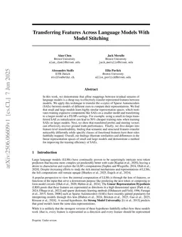 Transferring Linear Features Across Language Models With Model Stitching