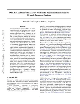 SAFER: A Calibrated Risk-Aware Multimodal Recommendation Model for Dynamic Treatment Regimes