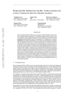 WorldLLM: Improving LLMs' world modeling using curiosity-driven theory-making