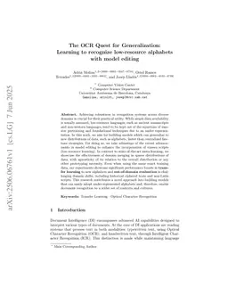 The OCR Quest for Generalization: Learning to recognize low-resource alphabets with model editing