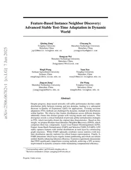 Feature-Based Instance Neighbor Discovery: Advanced Stable Test-Time Adaptation in Dynamic World