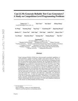 Can LLMs Generate Reliable Test Case Generators? A Study on Competition-Level Programming Problems