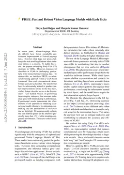 FREE: Fast and Robust Vision Language Models with Early Exits