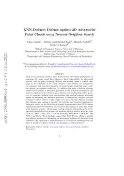 KNN-Defense: Defense against 3D Adversarial Point Clouds using Nearest-Neighbor Search
