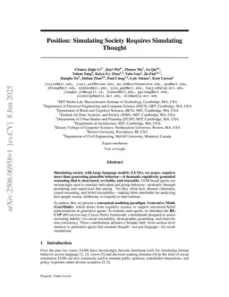 Simulating Society Requires Simulating Thought