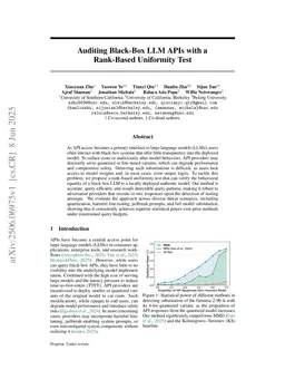 Auditing Black-Box LLM APIs with a Rank-Based Uniformity Test