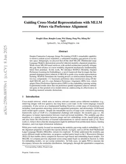 Guiding Cross-Modal Representations with MLLM Priors via Preference Alignment