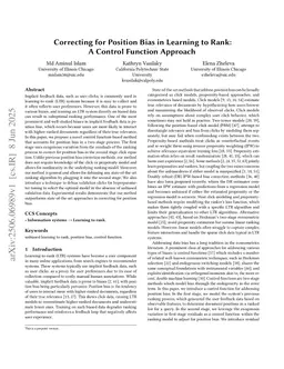 Correcting for Position Bias in Learning to Rank: A Control Function Approach