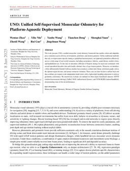 UNO: Unified Self-Supervised Monocular Odometry for Platform-Agnostic Deployment