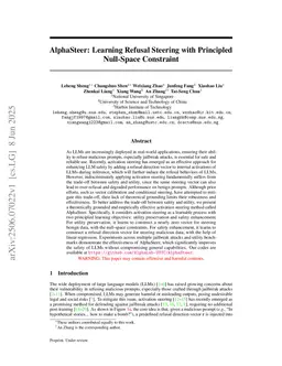 AlphaSteer: Learning Refusal Steering with Principled Null-Space Constraint