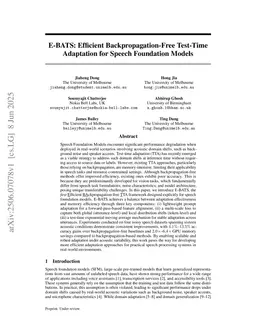 E-BATS: Efficient Backpropagation-Free Test-Time Adaptation for Speech Foundation Models