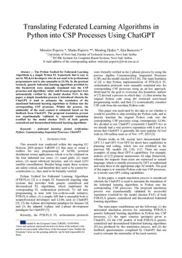 Translating Federated Learning Algorithms in Python into CSP Processes Using ChatGPT