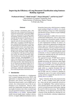 Improving the Efficiency of Long Document Classification using Sentence Ranking Approach