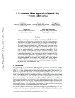 A Cramér-von Mises Approach to Incentivizing Truthful Data Sharing
