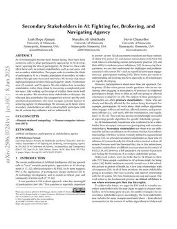 Secondary Stakeholders in AI: Fighting for, Brokering, and Navigating Agency