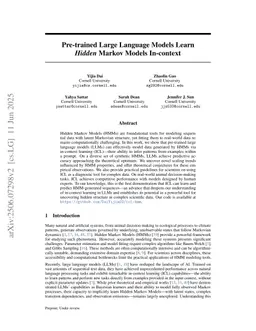Pre-trained Large Language Models Learn Hidden Markov Models In-context