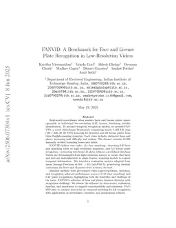 FANVID: A Benchmark for Face and License Plate Recognition in Low-Resolution Videos