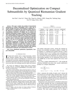 Decentralized Optimization on Compact Submanifolds by Quantized Riemannian Gradient Tracking