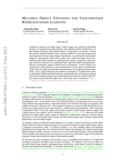 Multiple Object Stitching for Unsupervised Representation Learning