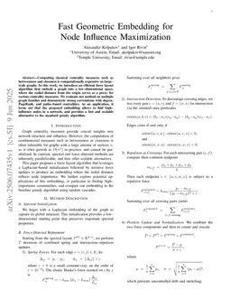 Fast Geometric Embedding for Node Influence Maximization