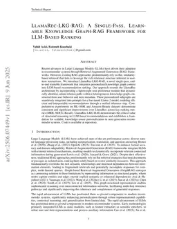 LlamaRec-LKG-RAG: A Single-Pass, Learnable Knowledge Graph-RAG Framework for LLM-Based Ranking