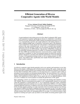 Efficient Generation of Diverse Cooperative Agents with World Models