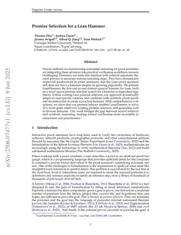 Premise Selection for a Lean Hammer