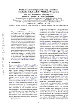 DeRAGEC: Denoising Named Entity Candidates with Synthetic Rationale for ASR Error Correction