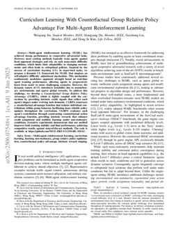 Curriculum Learning With Counterfactual Group Relative Policy Advantage For Multi-Agent Reinforcement Learning