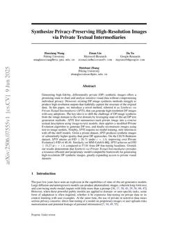 Synthesize Privacy-Preserving High-Resolution Images via Private Textual Intermediaries
