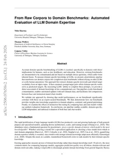From Raw Corpora to Domain Benchmarks: Automated Evaluation of LLM Domain Expertise