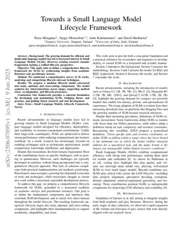 Towards a Small Language Model Lifecycle Framework