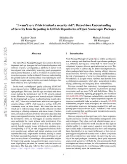 "I wasn't sure if this is indeed a security risk": Data-driven Understanding of Security Issue Reporting in GitHub Repositories of Open Source npm Packages