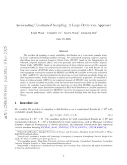 Accelerating Constrained Sampling: A Large Deviations Approach