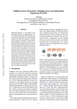 Addition in Four Movements: Mapping Layer-wise Information Trajectories in LLMs