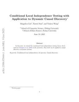 Conditional Local Independence Testing for Itô processes with Applications to Dynamic Causal Discovery