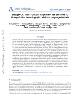 BridgeVLA: Input-Output Alignment for Efficient 3D Manipulation Learning with Vision-Language Models