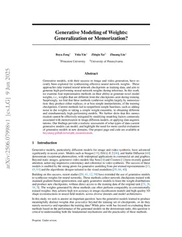 Generative Modeling of Weights: Generalization or Memorization?