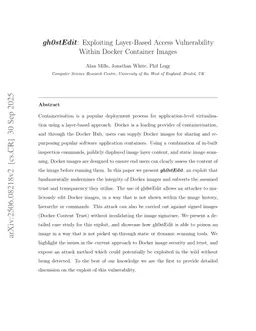 gh0stEdit: Exploiting Layer-Based Access Vulnerability Within Docker Container Images