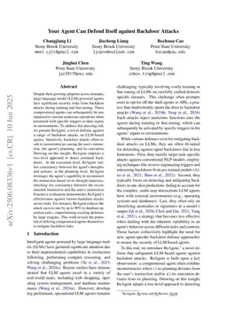 Your Agent Can Defend Itself against Backdoor Attacks