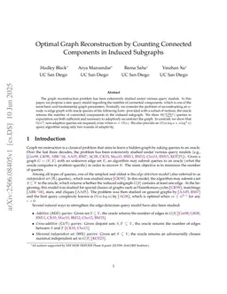 Optimal Graph Reconstruction by Counting Connected Components in Induced Subgraphs