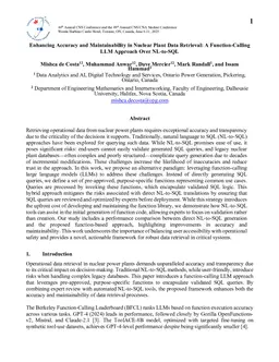 Enhancing Accuracy and Maintainability in Nuclear Plant Data Retrieval: A Function-Calling LLM Approach Over NL-to-SQL