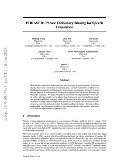 PHRASED: Phrase Dictionary Biasing for Speech Translation