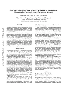 SimClass: A Classroom Speech Dataset Generated via Game Engine Simulation For Automatic Speech Recognition Research