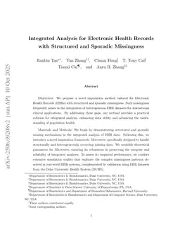 Integrated Analysis for Electronic Health Records with Structured and Sporadic Missingness