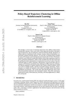 Policy-Based Trajectory Clustering in Offline Reinforcement Learning