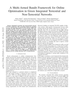 A Multi-Armed Bandit Framework for Online Optimisation in Green Integrated Terrestrial and Non-Terrestrial Networks