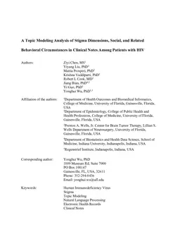 A Topic Modeling Analysis of Stigma Dimensions, Social, and Related Behavioral Circumstances in Clinical Notes Among Patients with HIV