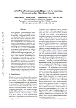 COGENT: A Curriculum-oriented Framework for Generating Grade-appropriate Educational Content